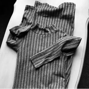 Zara Long Sleeve Striped Turtleneck Midi Dress